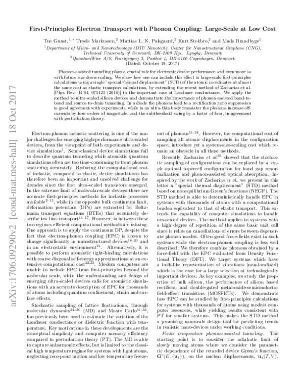(PDF) First-Principles Electron Transport with Phonon Coupling: Large ...