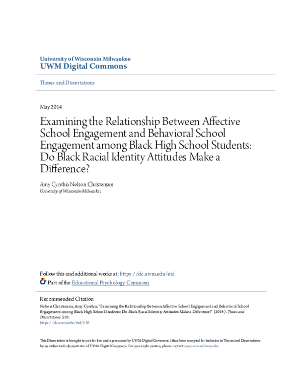 (PDF) Examining the Relationship Between Affective School Engagement ...