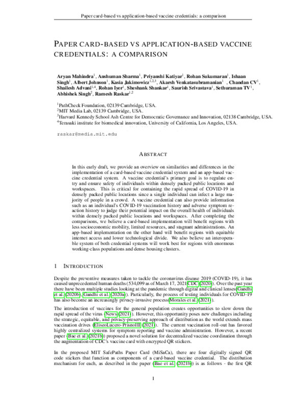 (PDF) Paper card-based vs application-based vaccine credentials: a ...