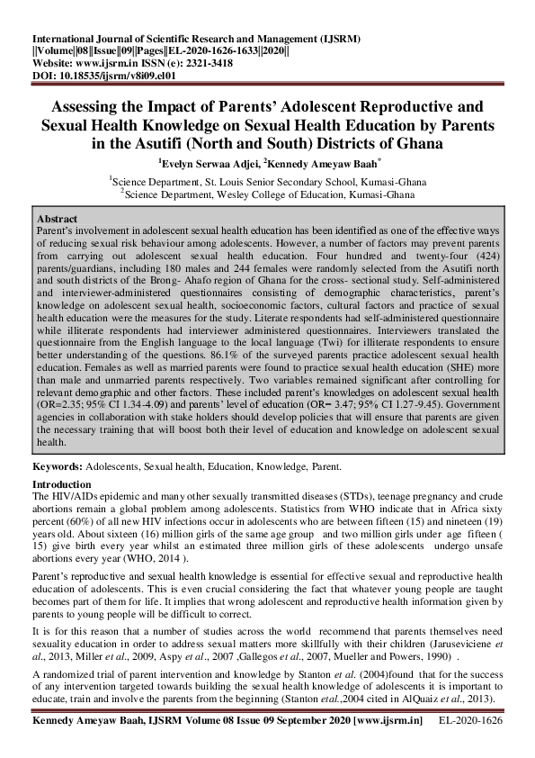 (PDF) Assessing the Impact of Parents’ Adolescent Reproductive and ...