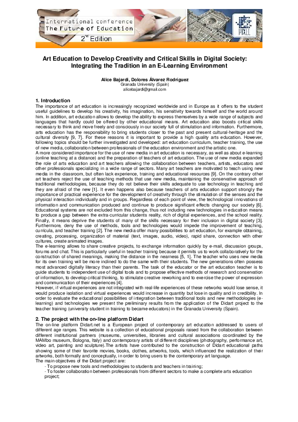(PDF) Art Education to Develop Creativity and Critical Sk ills in ...