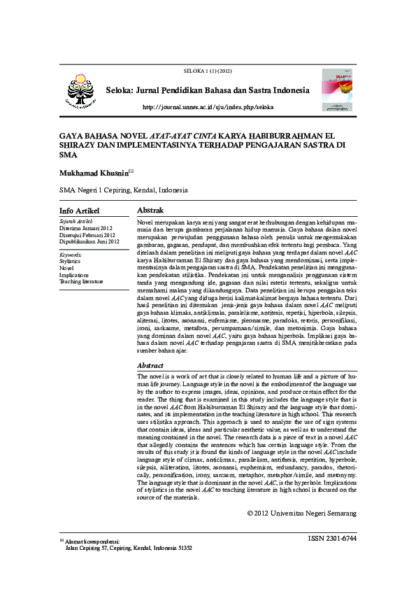 (PDF) Seloka: Jurnal Pendidikan Bahasa dan Sastra Indonesia GAYA BAHASA ...