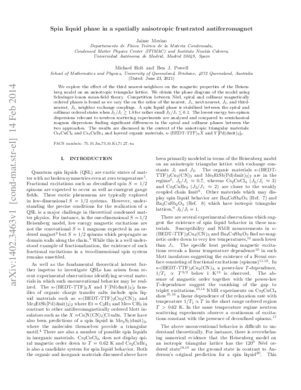 (PDF) Spin liquid phase in a spatially anisotropic frustrated ...