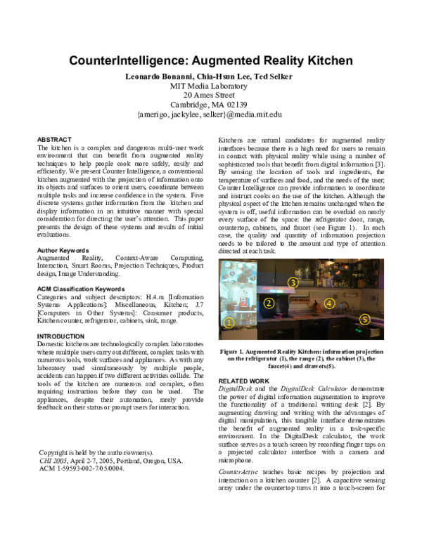 (PDF) CounterIntelligence: Augmented reality kitchen