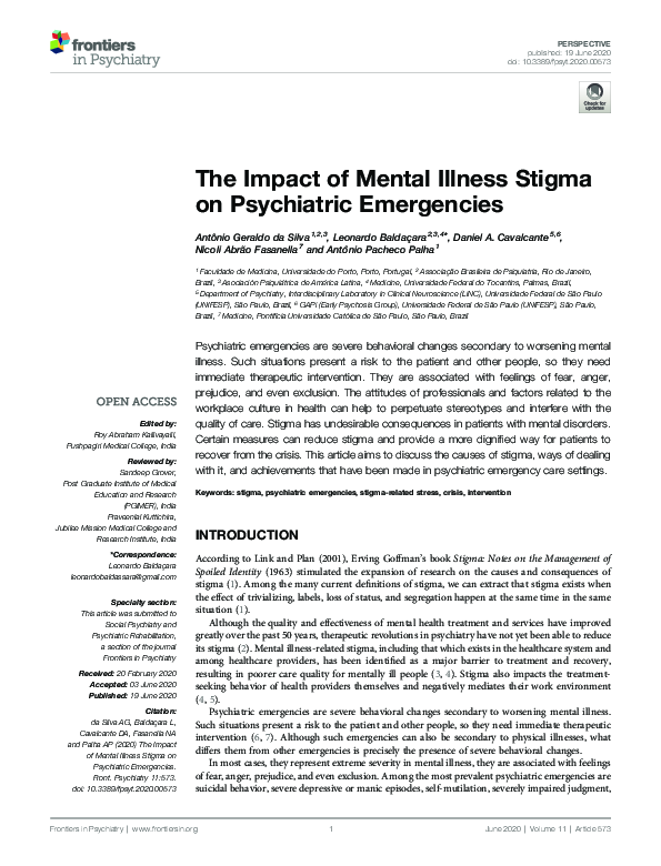 (PDF) The Impact of Mental Illness Stigma on Psychiatric Emergencies