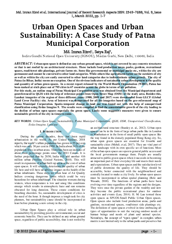 (PDF) Urban Open Spaces and Urban Sustainability: A Case Study of Patna ...