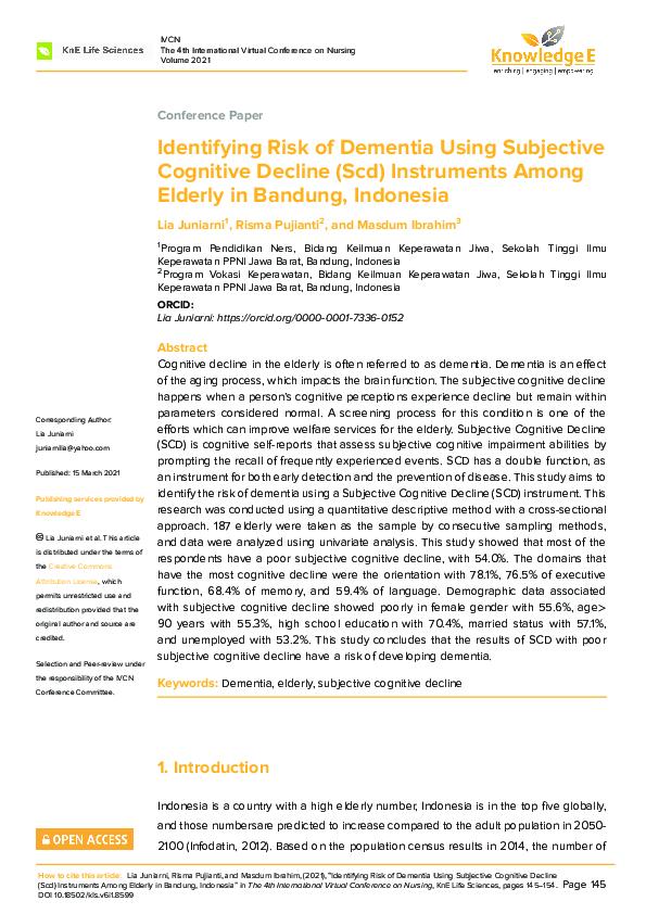 (PDF) Identifying Risk of Dementia Using Subjective Cognitive Decline ...