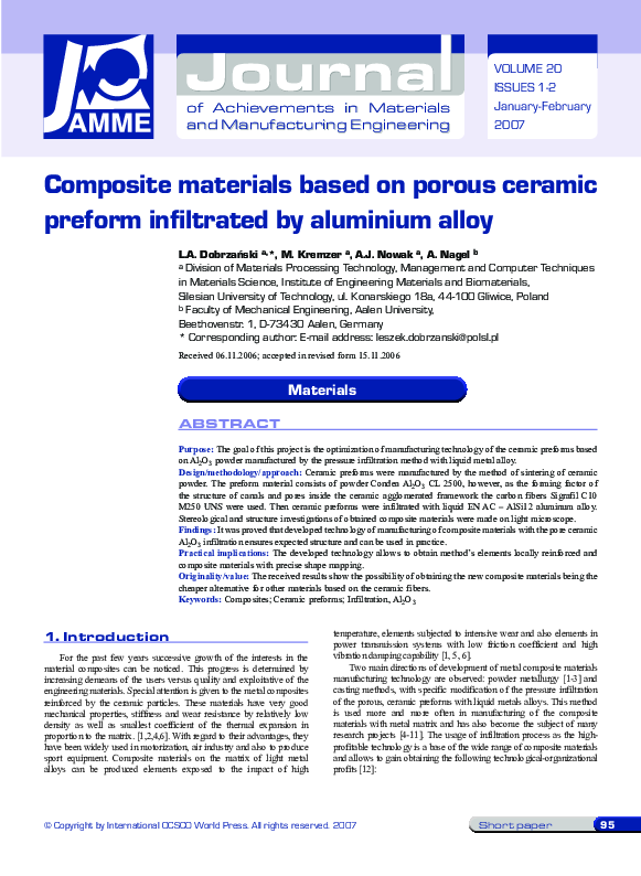 (PDF) Composite materials based on porous ceramic preform infiltrated ...