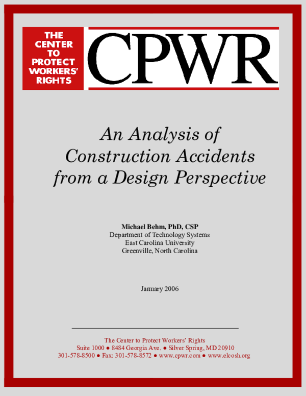 (PDF) An Analysis of Construction Accidents from a Design Perspective ...