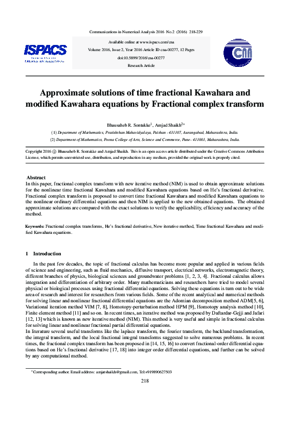 (PDF) Approximate solutions of time fractional Kawahara and modified ...