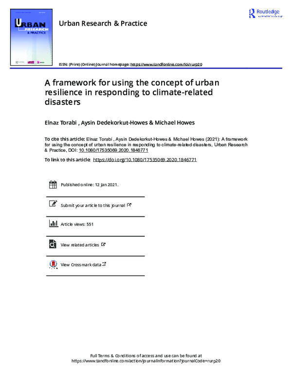 (PDF) A framework for using the concept of urban resilience in ...
