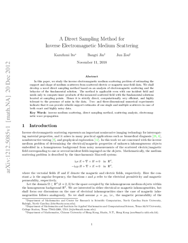 (PDF) A Direct Sampling Method for Inverse Electromagnetic Medium ...