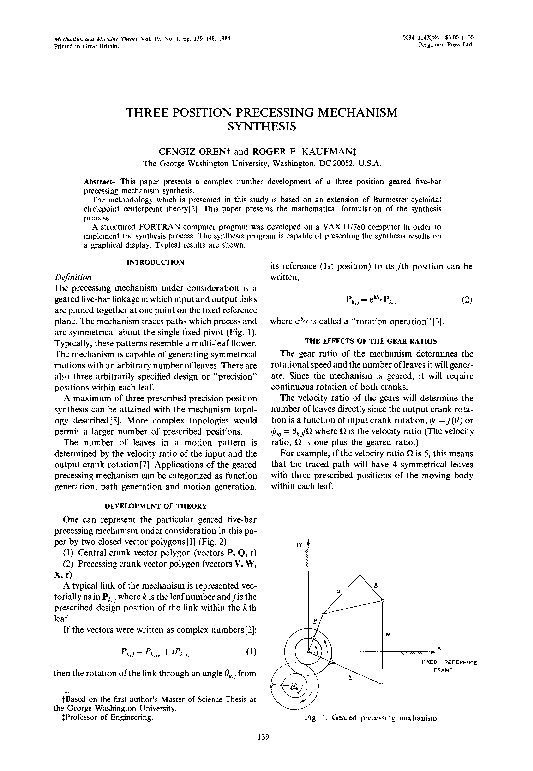 (PDF) Three position precessing mechanism synthesis