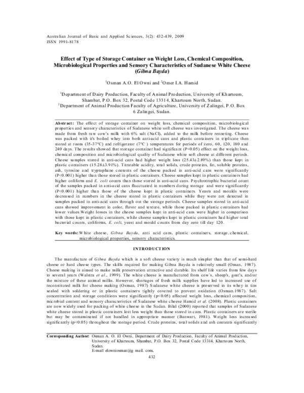 (PDF) Effect of Type of Storage Container on Weight Loss, Chemical ...