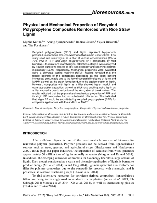 (PDF) Physical and Mechanical Properties of Recycled Polypropylene ...
