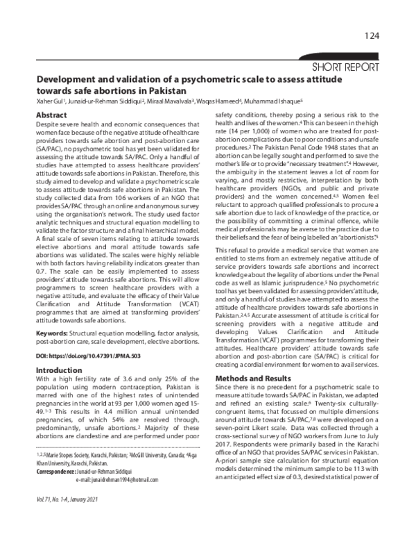 (PDF) Development and validation of a psychometric scale to assess ...