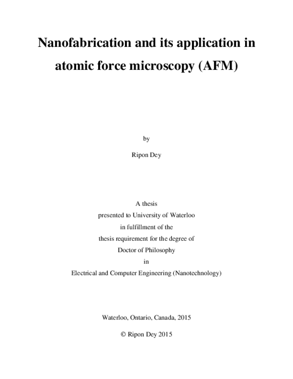 (PDF) Nanofabrication and its Application in Atomic Force Microscopy (AFM)