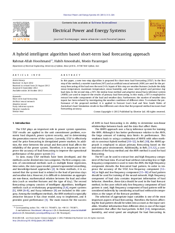 (PDF) A hybrid intelligent algorithm based short-term load forecasting ...
