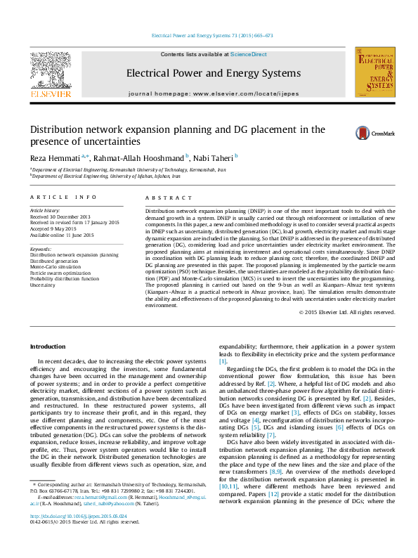 (PDF) Distribution network expansion planning and DG placement in the ...