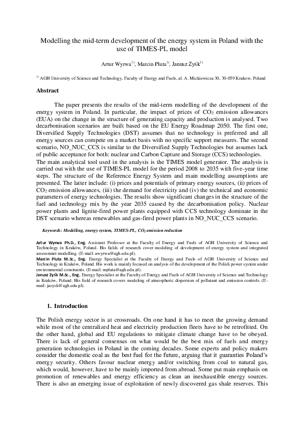 (PDF) Modelling the mid-term development of the energy system in Poland ...