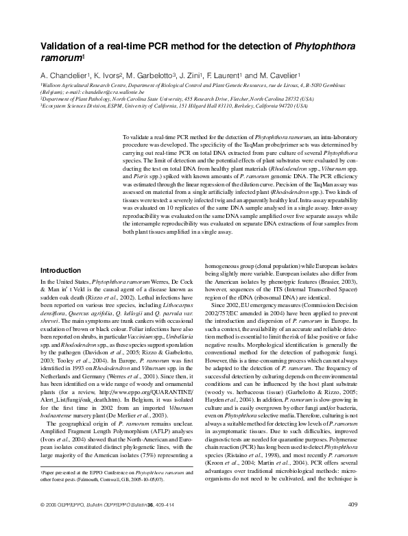 (PDF) Validation of a real-time PCR method for the detection of ...