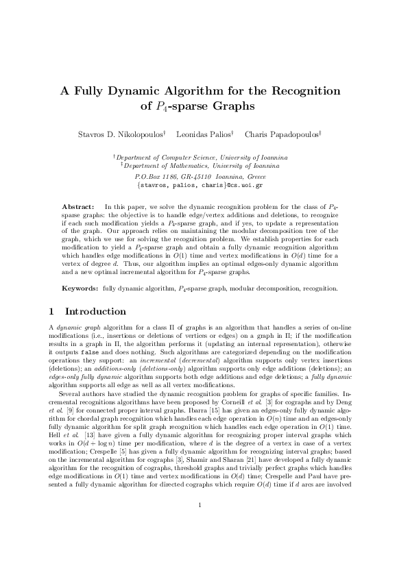 (PDF) A fully dynamic algorithm for the recognition of -sparse graphs