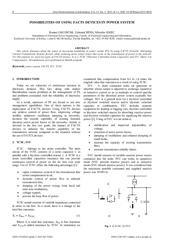 (PDF) Enhancement of Power System Stability using FACTS devices