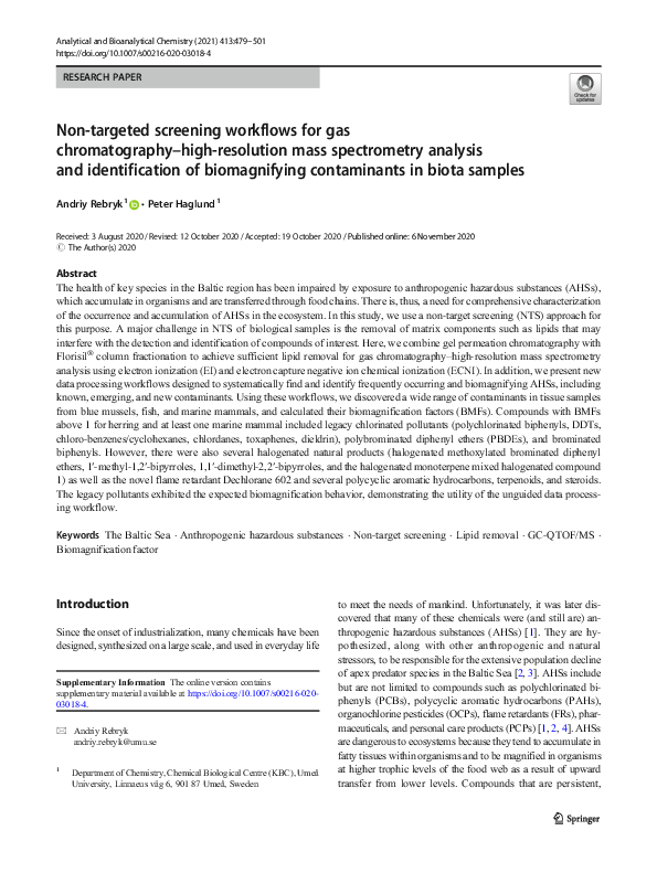 (PDF) Non-targeted screening workflows for gas chromatography–high ...