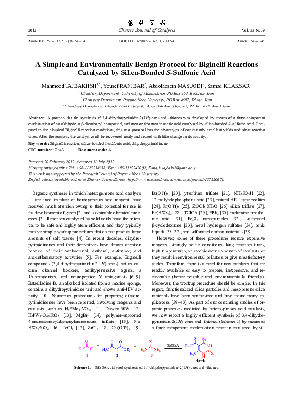 (PDF) A Simple and Environmentally Benign Protocol for Biginelli ...