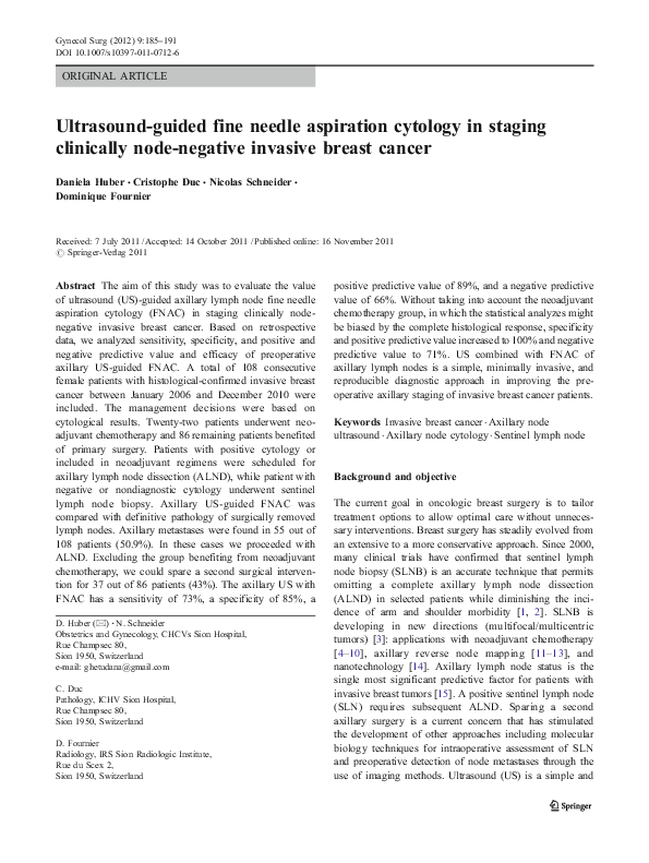 (PDF) Ultrasound-Guided Fine Needle Aspiration Cytology of Malignant ...