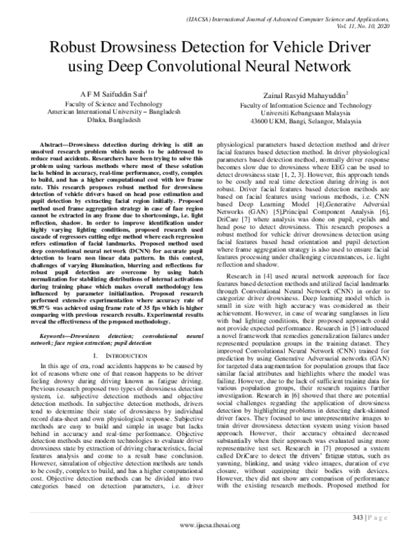 (PDF) Robust Drowsiness Detection for Vehicle Driver using Deep ...