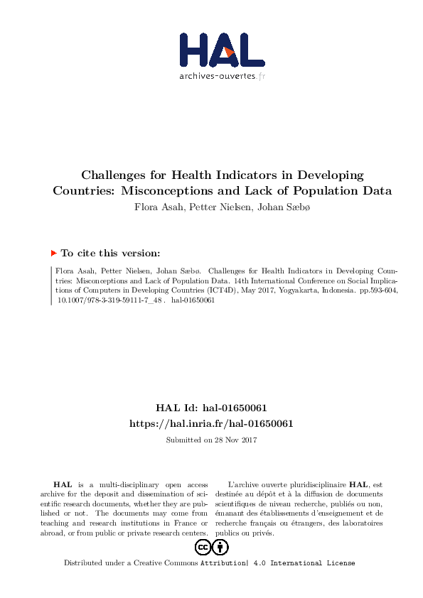 (PDF) Challenges for Health Indicators in Developing Countries ...