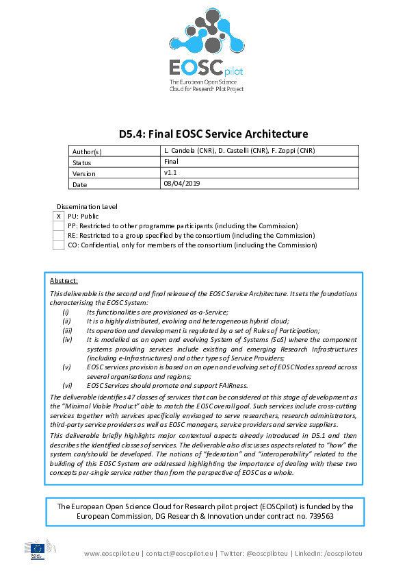(PDF) Final EOSC Service Architecture