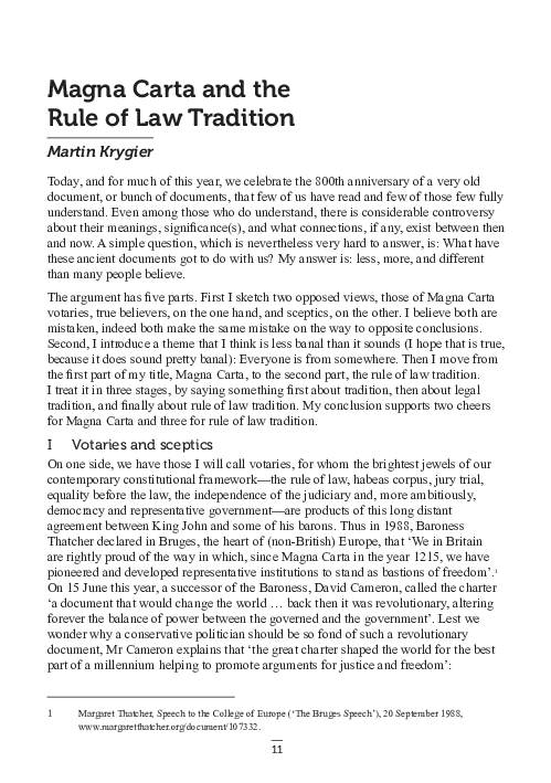 (PDF) Magna Carta and the Rule of Law Tradition