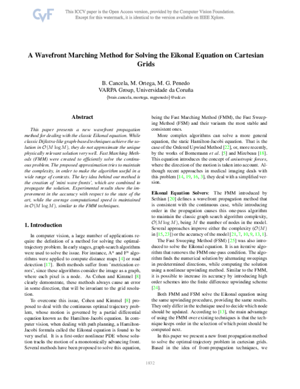 (PDF) A Wavefront Marching Method for Solving the Eikonal Equation on ...