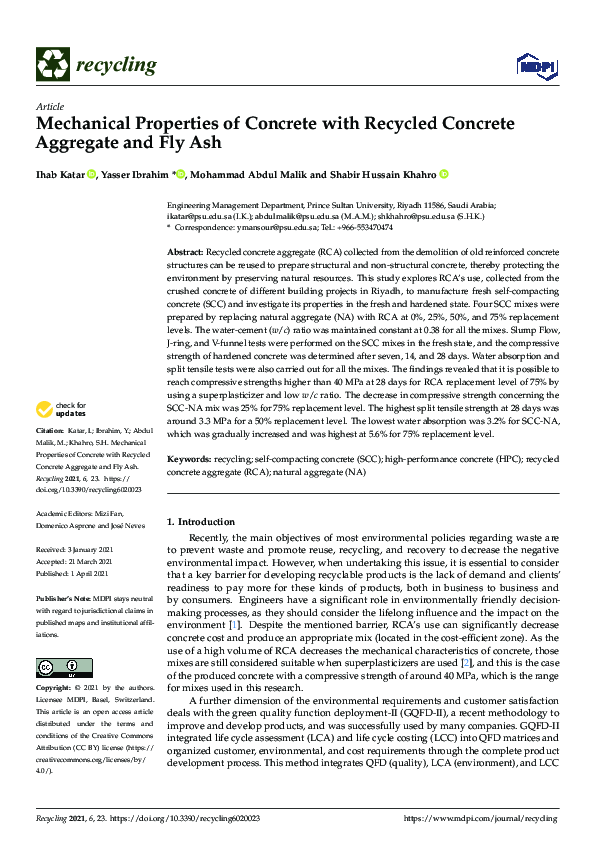 (PDF) Mechanical Properties of Concrete with Recycled Concrete ...