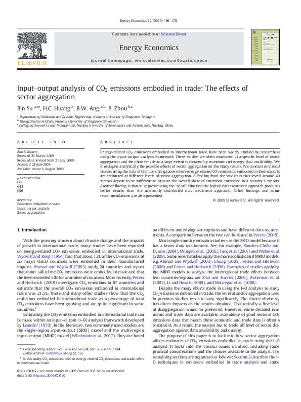 (PDF) Input–output analysis of CO2 emissions embodied in trade: A multi ...