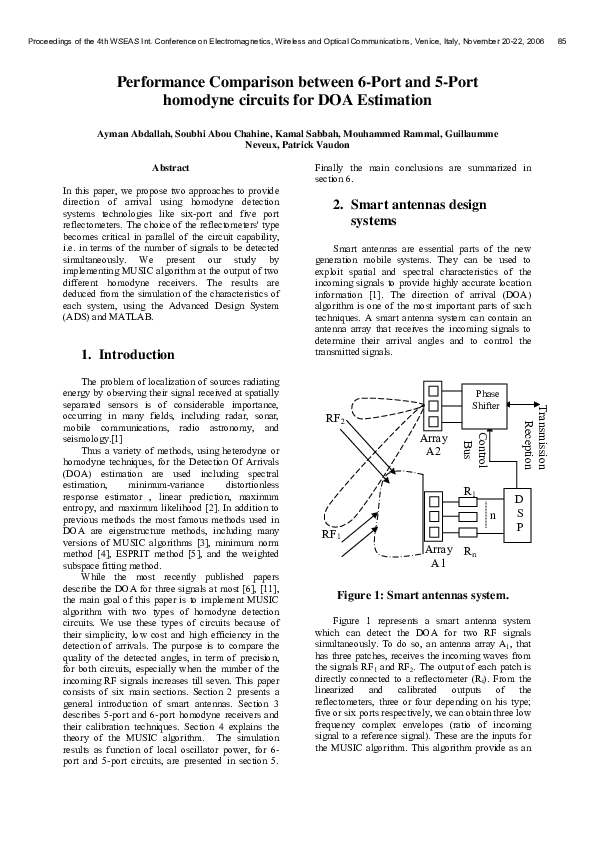 (PDF) Performance Comparison between 6Port and 5Port homodyne circuits ...