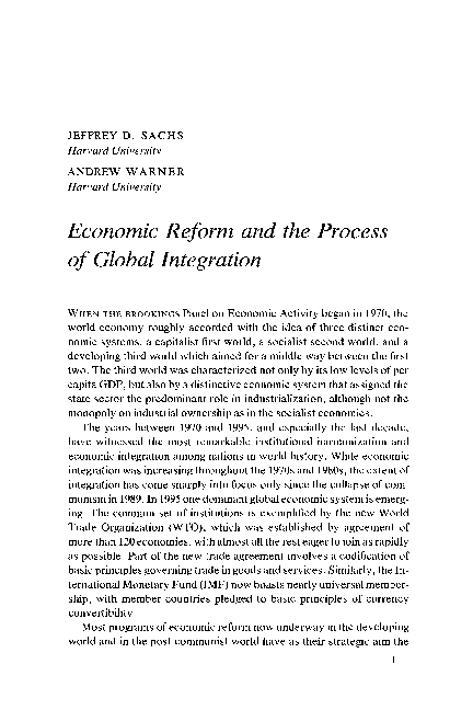 (PDF) Economic Reform and the Progress of Global Integration