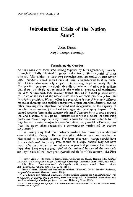 (PDF) Introduction: Crisis of the Nation State?