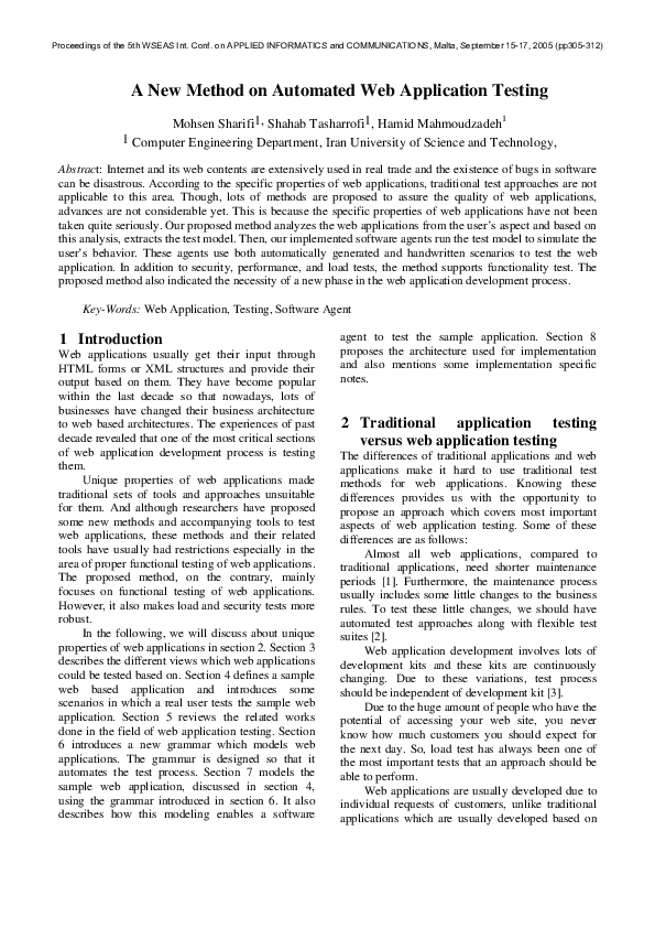 (PDF) A new method on automated web application testing