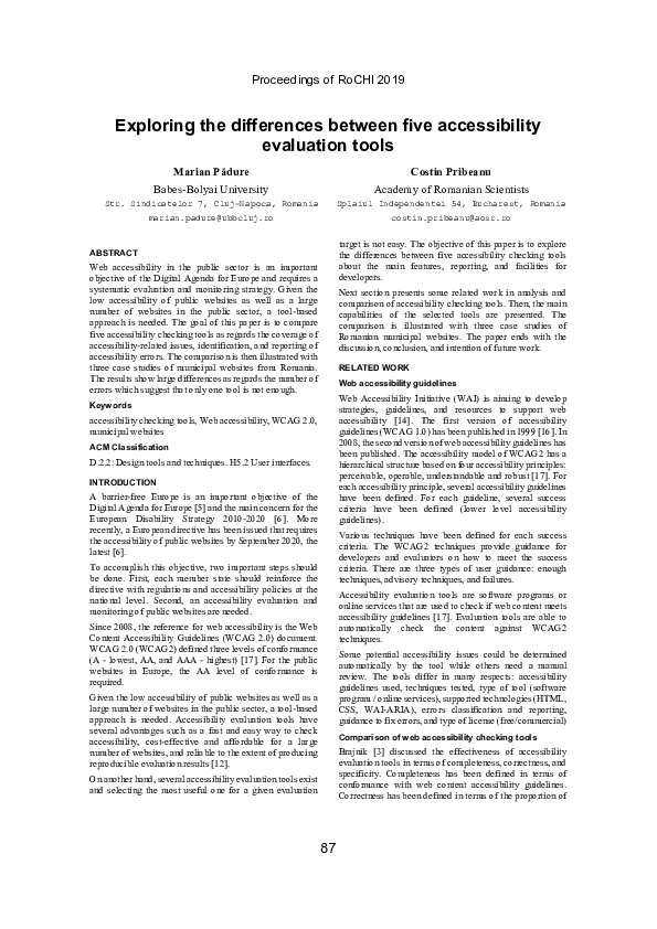 (PDF) Exploring the differences between five accessibility evaluation tools