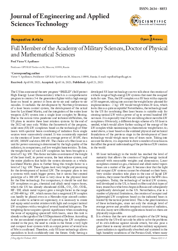 (PDF) Full Member of the Academy of Military Sciences, Doctor of ...