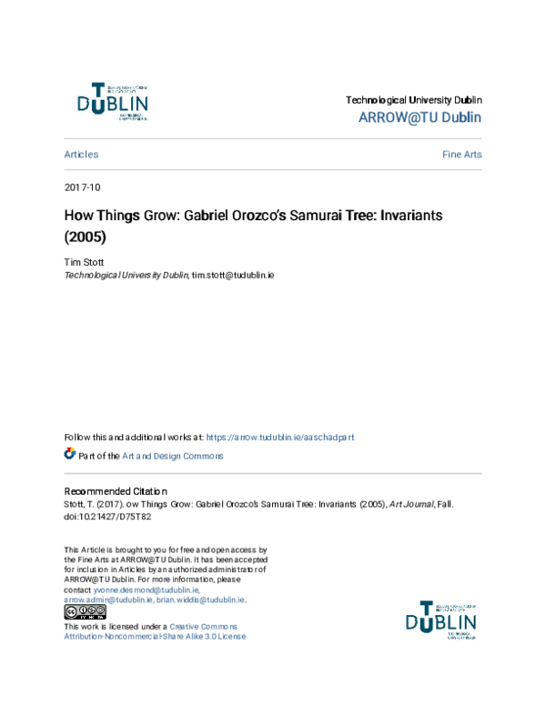 (PDF) How Things Grow: Gabriel Orozco's The Samurai Tree: Invariants (2005)