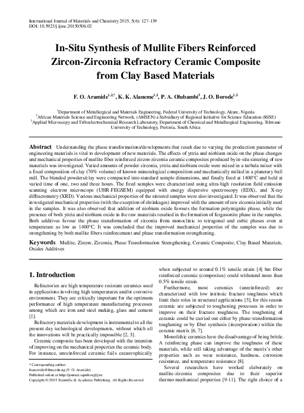 (PDF) Insitu Synthesis and Characterization of Mullite-Carbon ...
