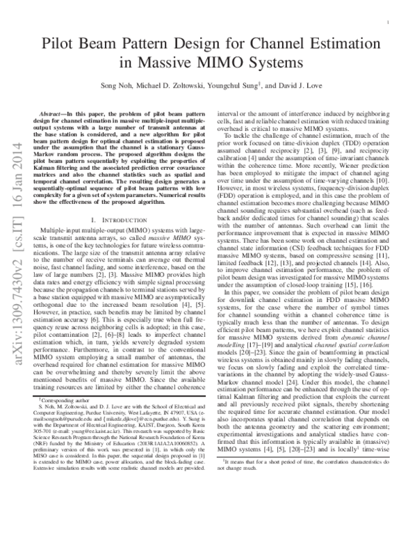 (PDF) Pilot Beam Pattern Design for Channel Estimation in Massive MIMO ...