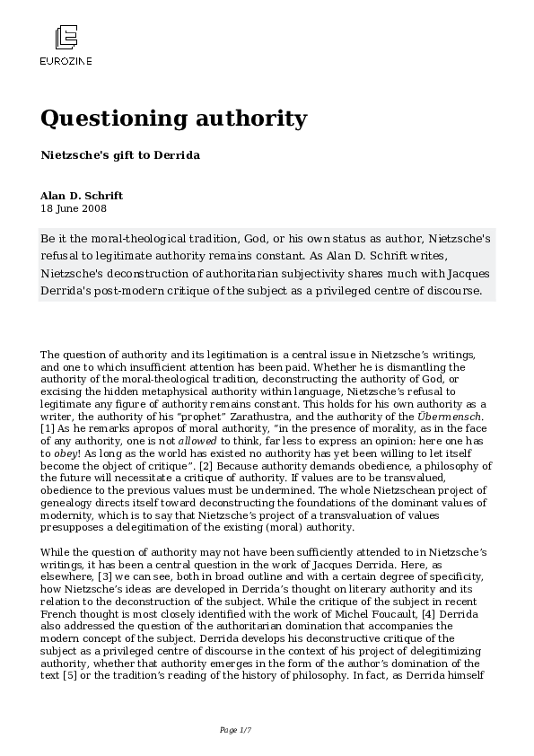 (PDF) Questioning authority