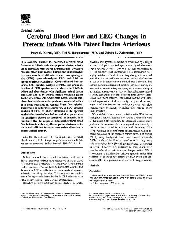 (PDF) Cerebral blood flow and EEG changes in preterm infants with ...