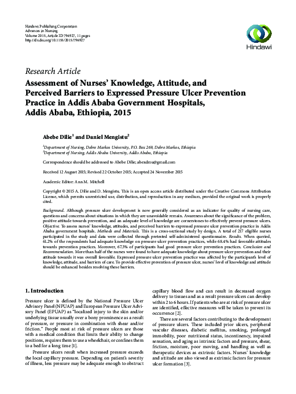 (PDF) Assessment of Nurses’ Knowledge, Attitude, and Perceived Barriers ...