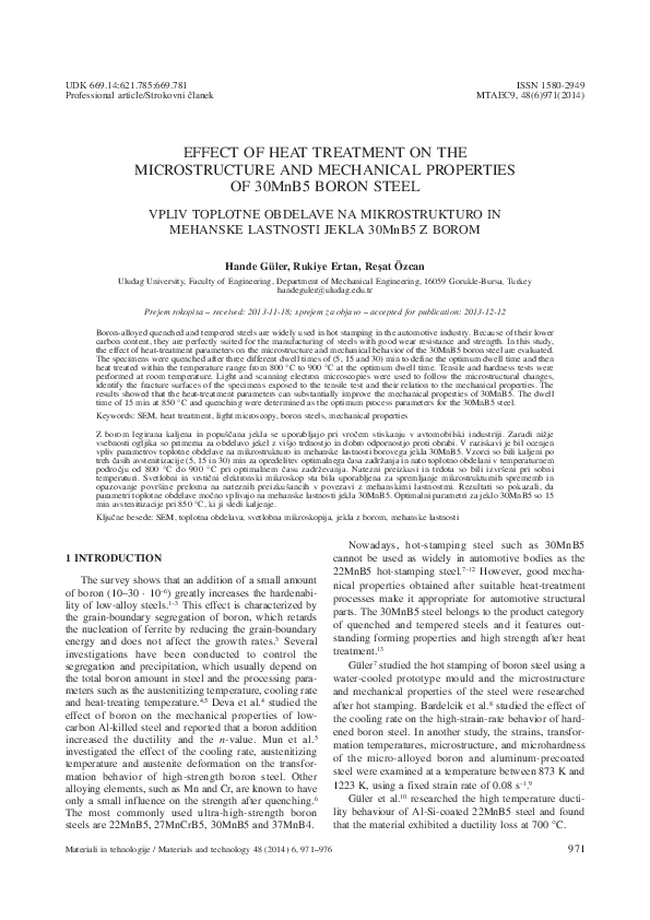 (PDF) EFFECT OF HEAT TREATMENT ON THE MICROSTRUCTURE AND MECHANICAL ...